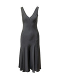 Black Solid V Neck Maxi Dress 1