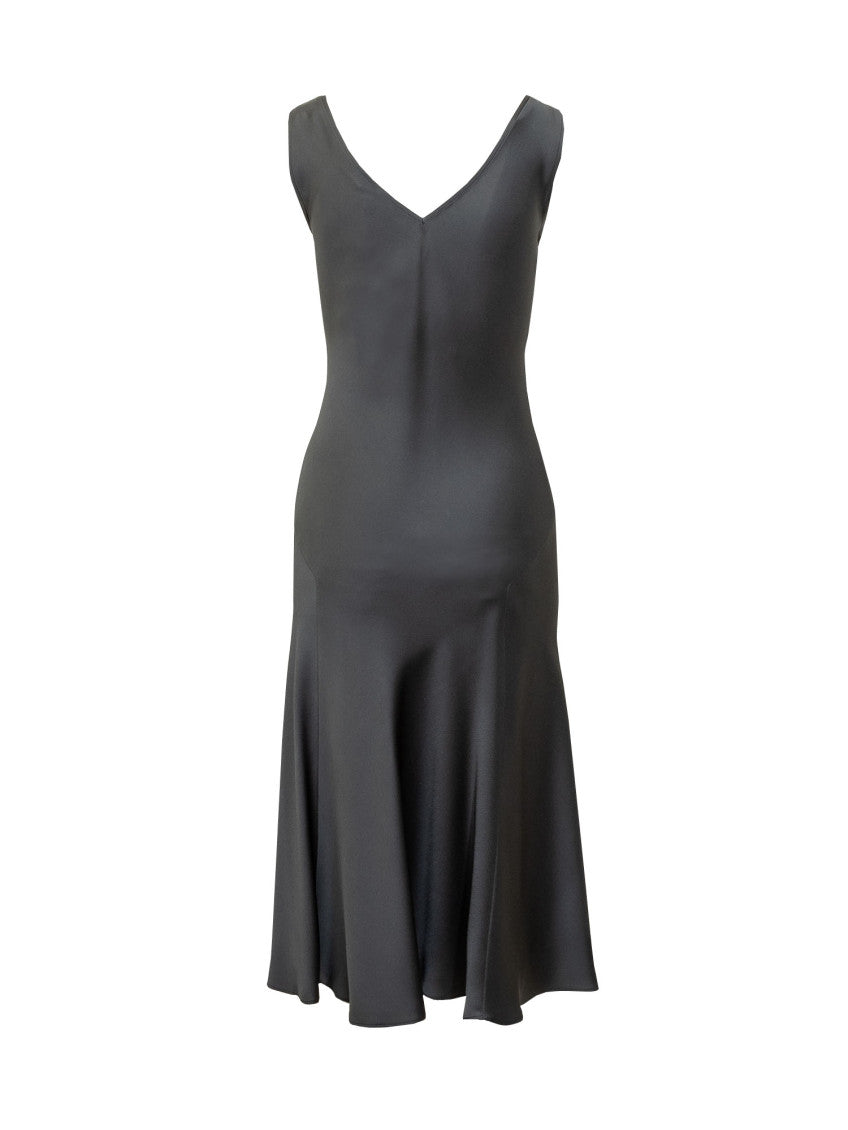 Black Solid V Neck Maxi Dress 2