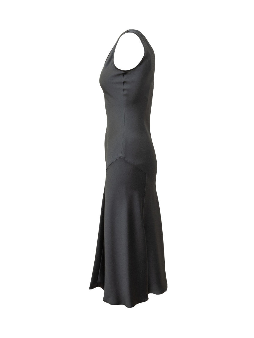 Black Solid V Neck Maxi Dress 3