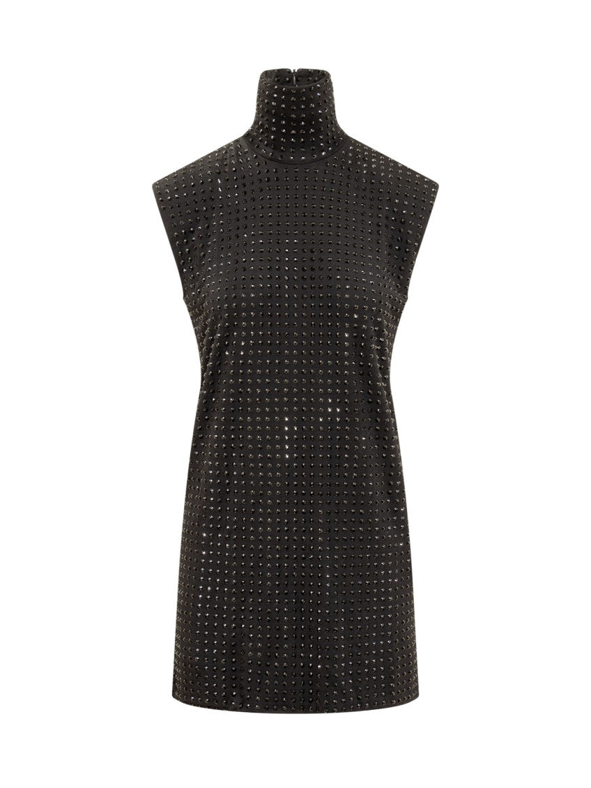 Black Embellished Turtle Neck Mini Dress 1