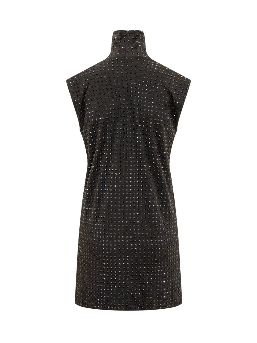 Black Embellished Turtle Neck Mini Dress 2
