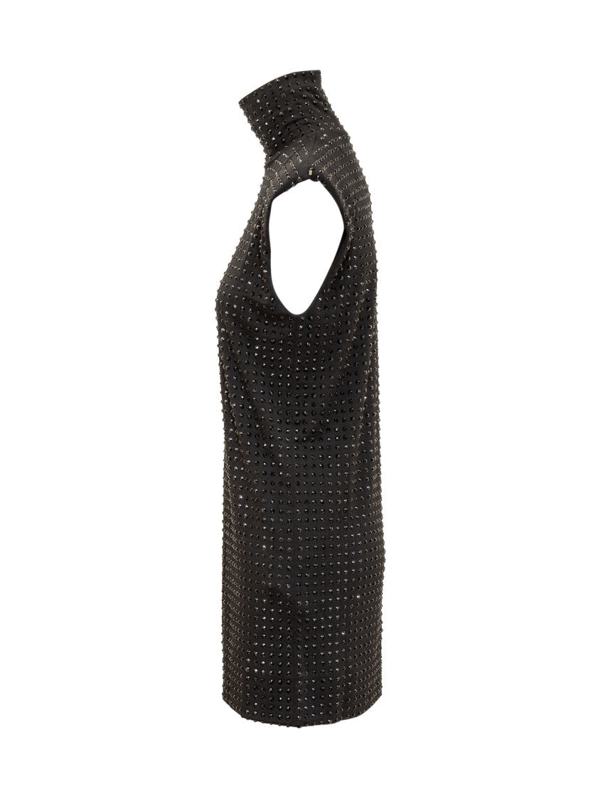 Black Embellished Turtle Neck Mini Dress 3