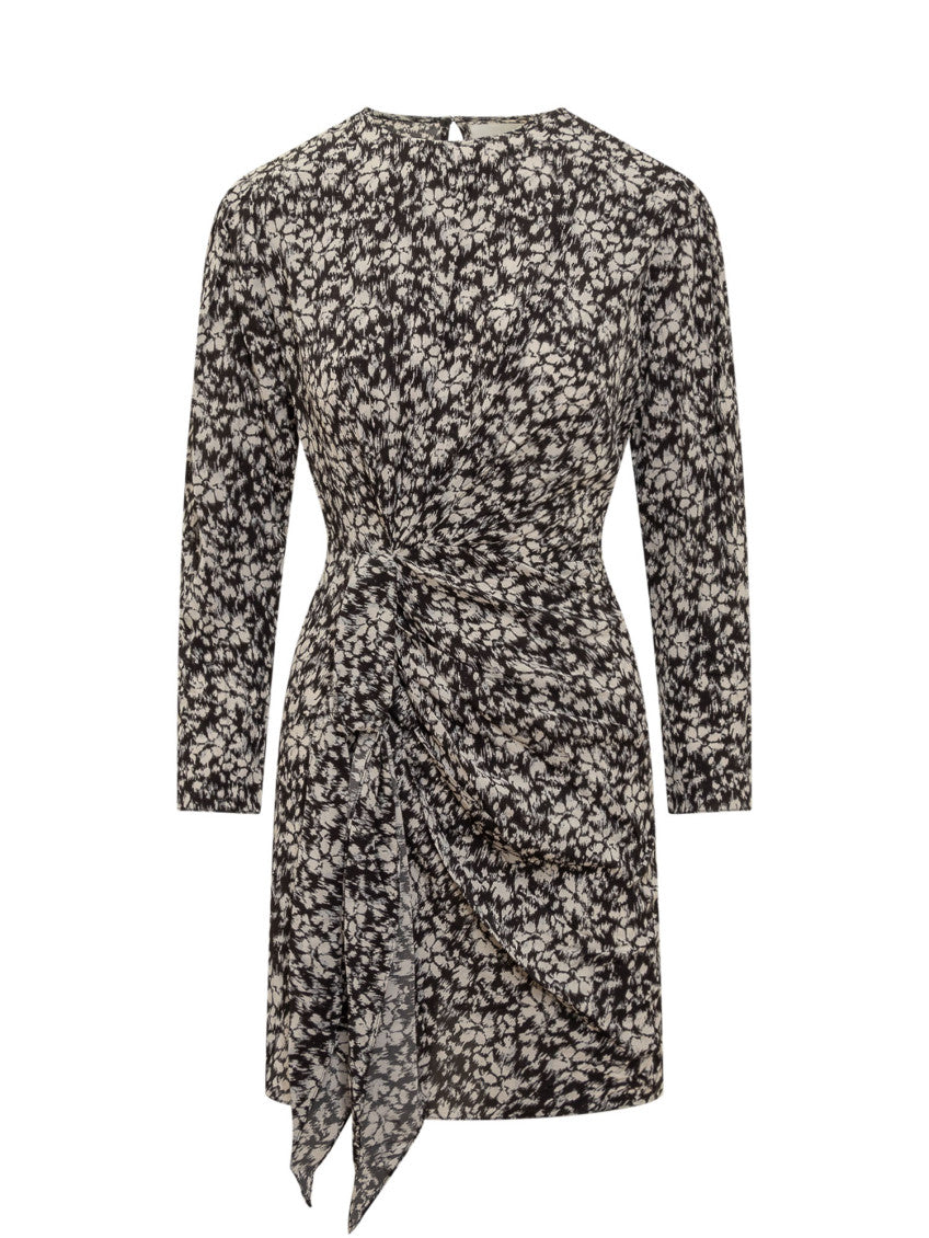 Black Printed Round Neck Mini Dress 1