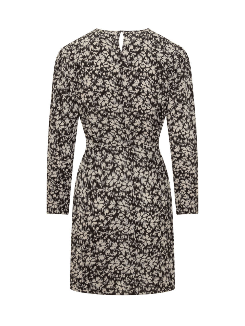Black Printed Round Neck Mini Dress 2