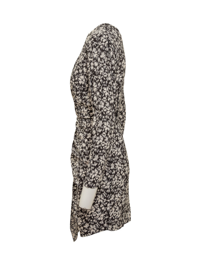 Black Printed Round Neck Mini Dress 3