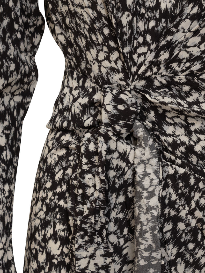 Black Printed Round Neck Mini Dress 4