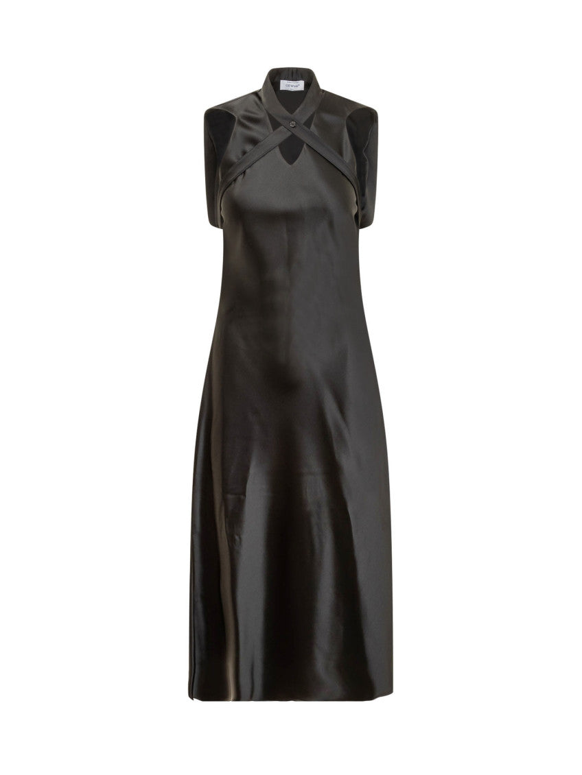 Black Mandarin Collar Maxi Dress 1
