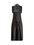 Black Mandarin Collar Maxi Dress 1