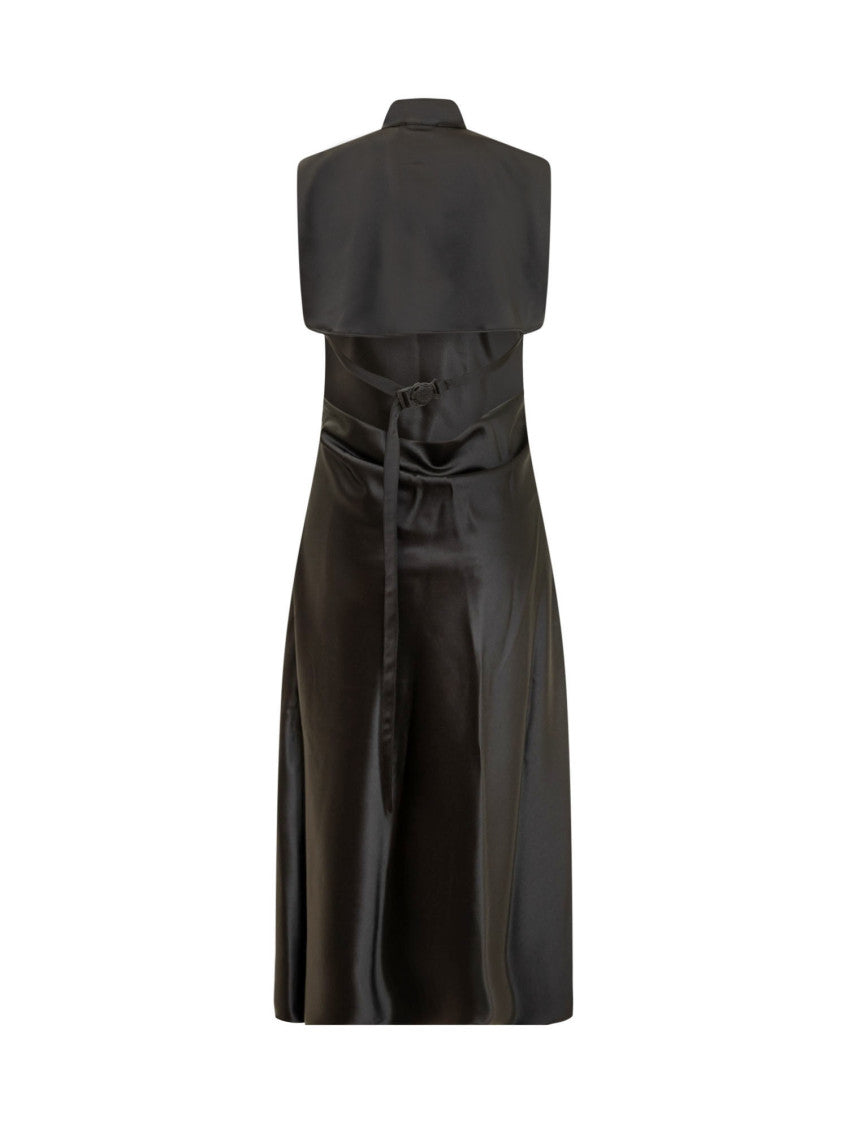 Black Mandarin Collar Maxi Dress 2