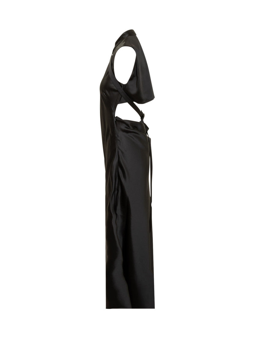 Black Mandarin Collar Maxi Dress 3