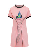 Pink Graphic Crew Neck Mini Dress 1
