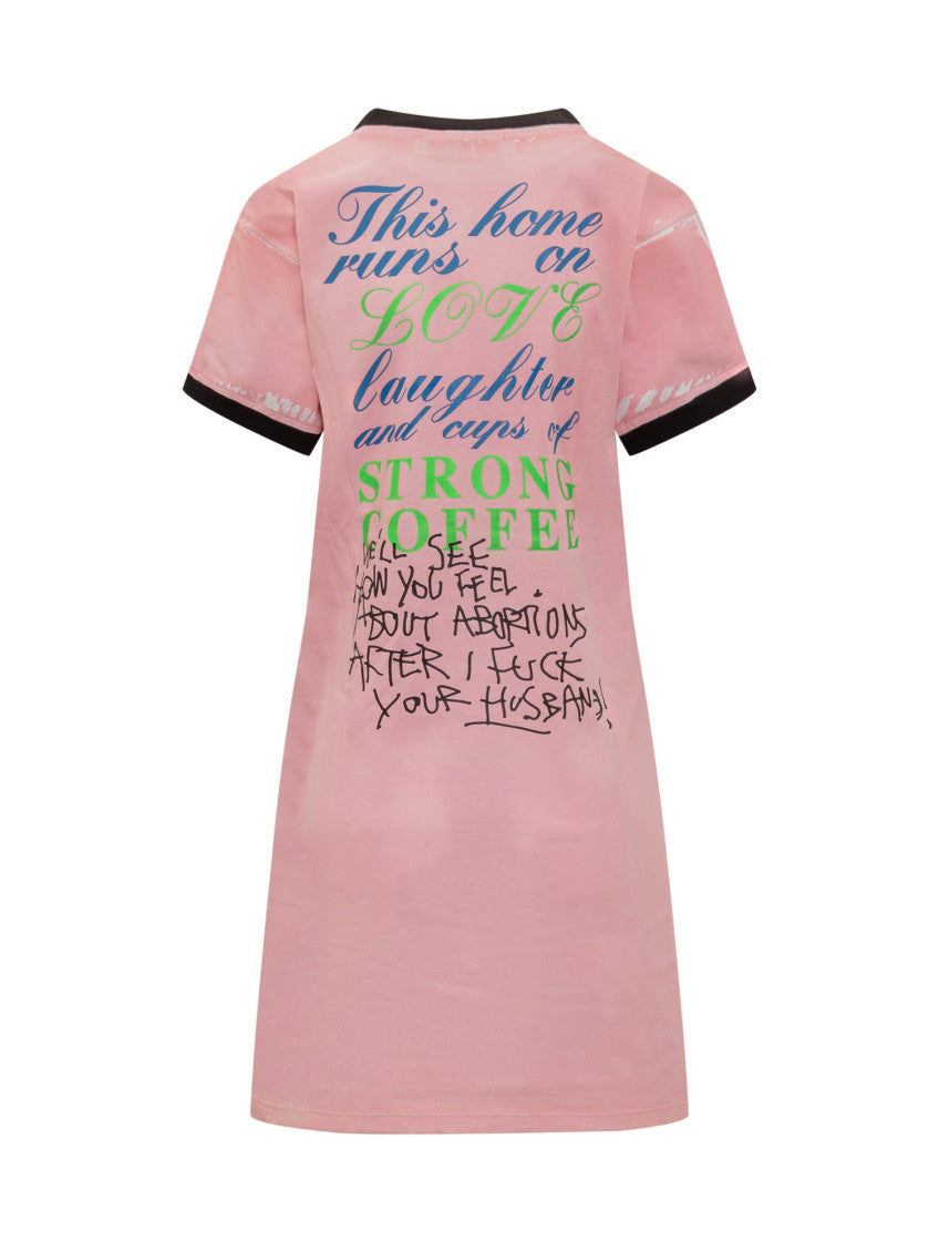 Pink Graphic Crew Neck Mini Dress 2