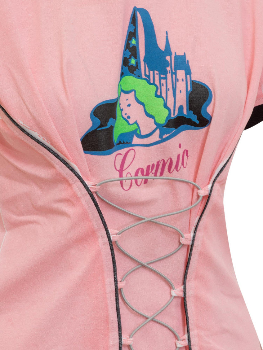 Pink Graphic Crew Neck Mini Dress 3