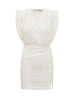 White Embroidered V Neck Mini Dress 1