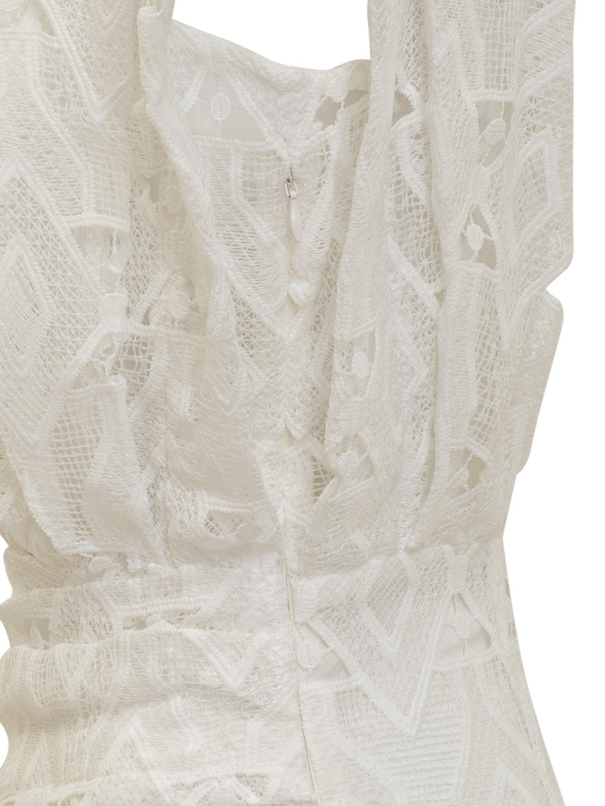 White Embroidered V Neck Mini Dress 4