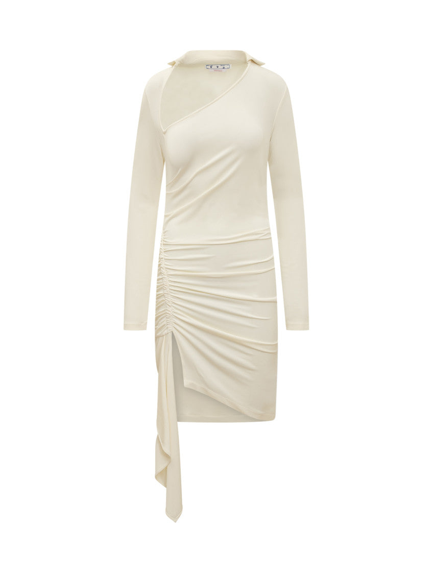 Off White V Neck Midi Dress 1