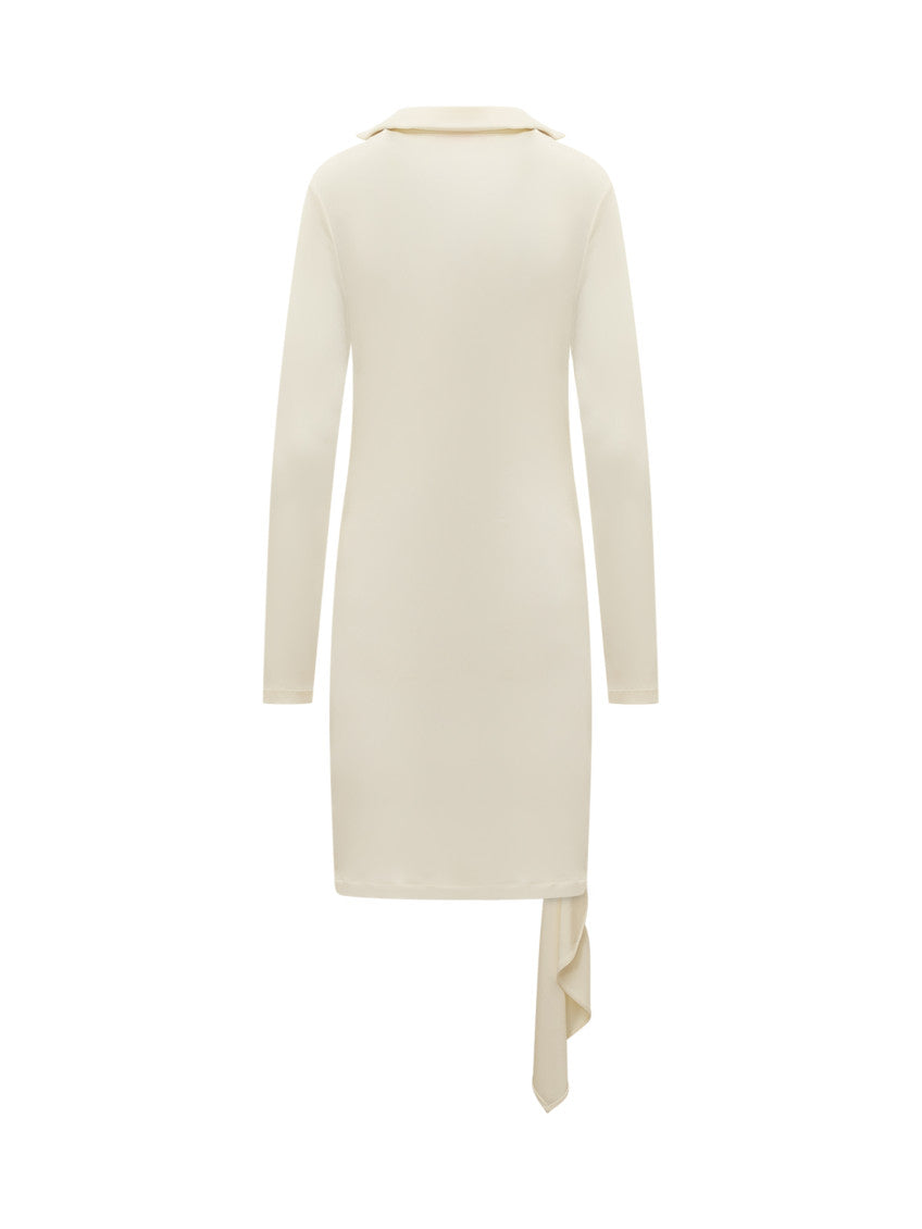 Off White V Neck Midi Dress 2