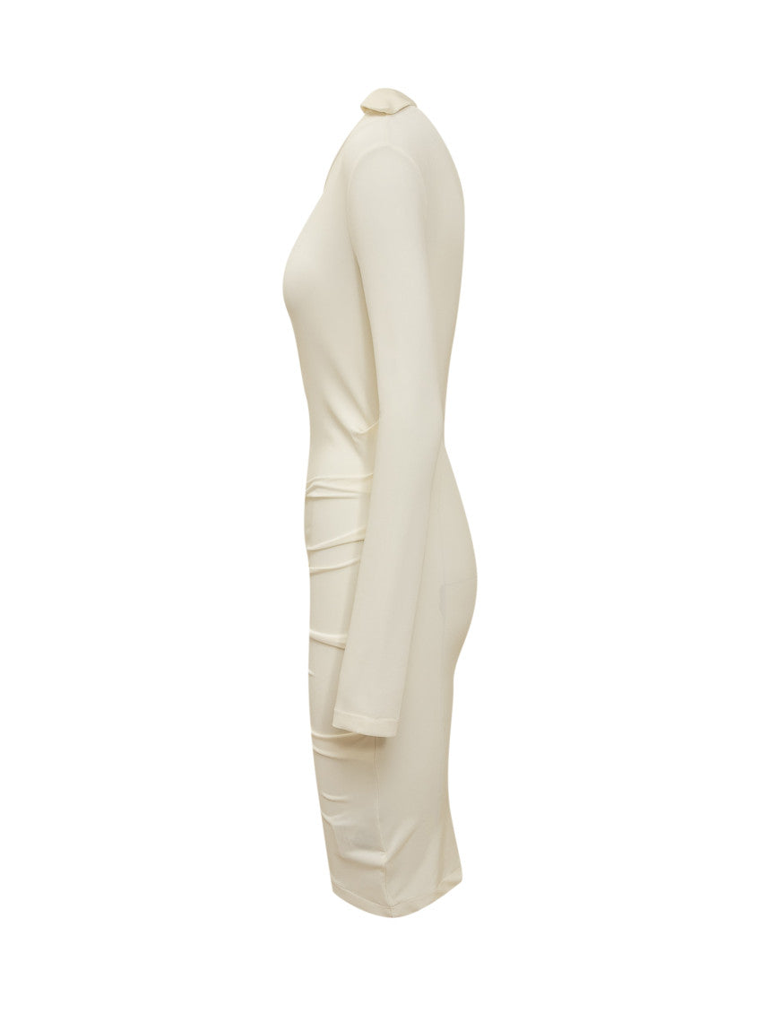 Off White V Neck Midi Dress 3