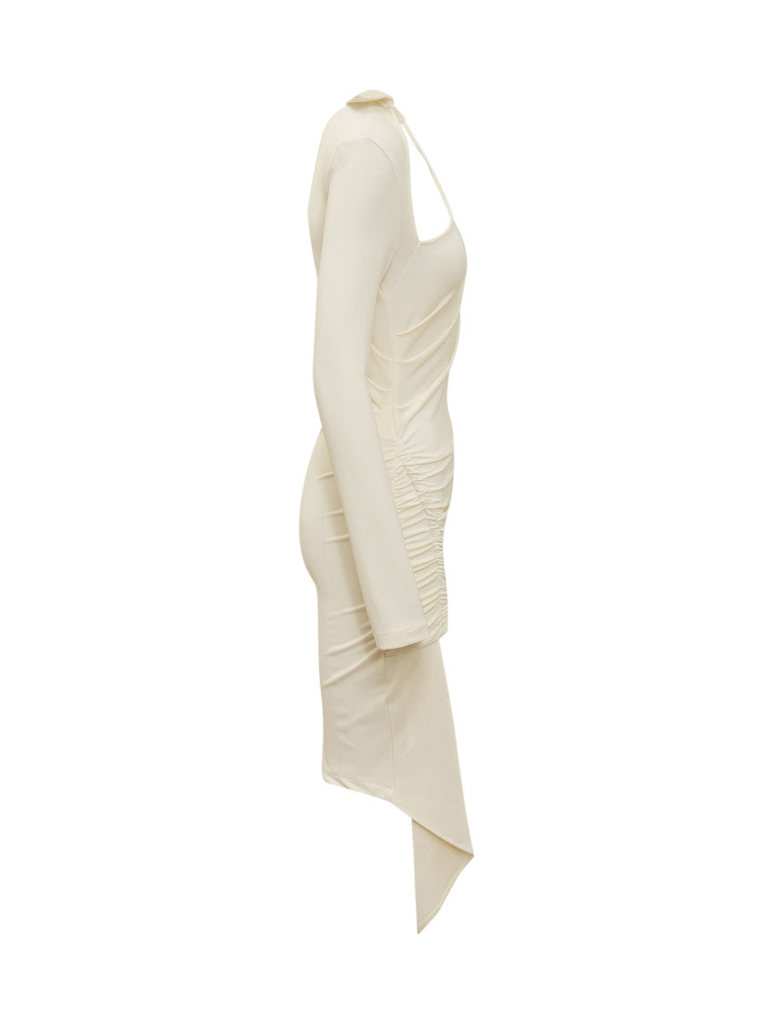 Off White V Neck Midi Dress 4