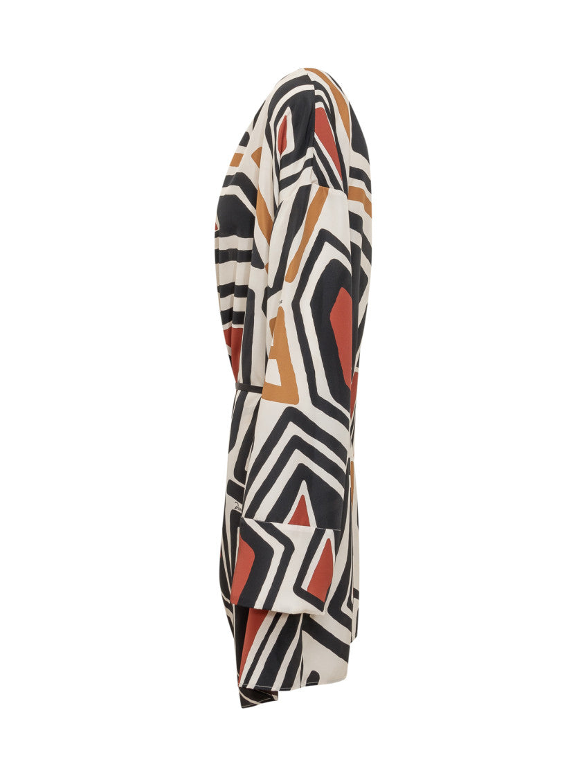 Multicolour Abstract V Neck Dress 3
