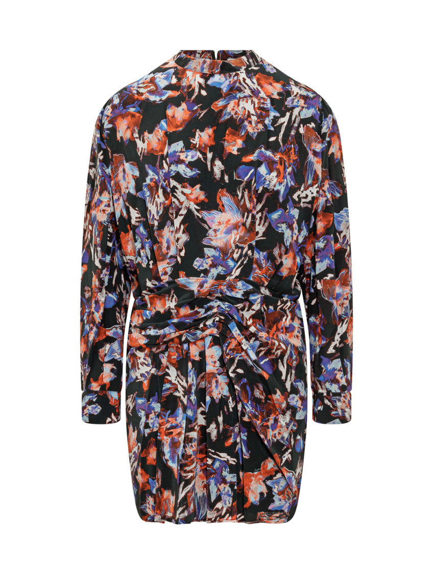 Multicolour Floral Mock Collar Midi Dress 1