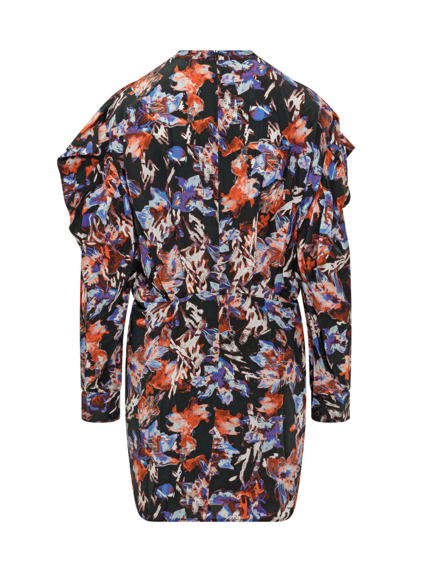 Multicolour Floral Mock Collar Midi Dress 2