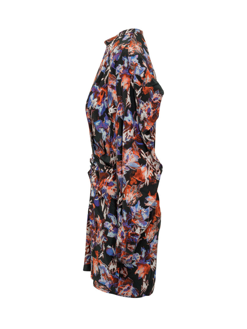 Multicolour Floral Mock Collar Midi Dress 3
