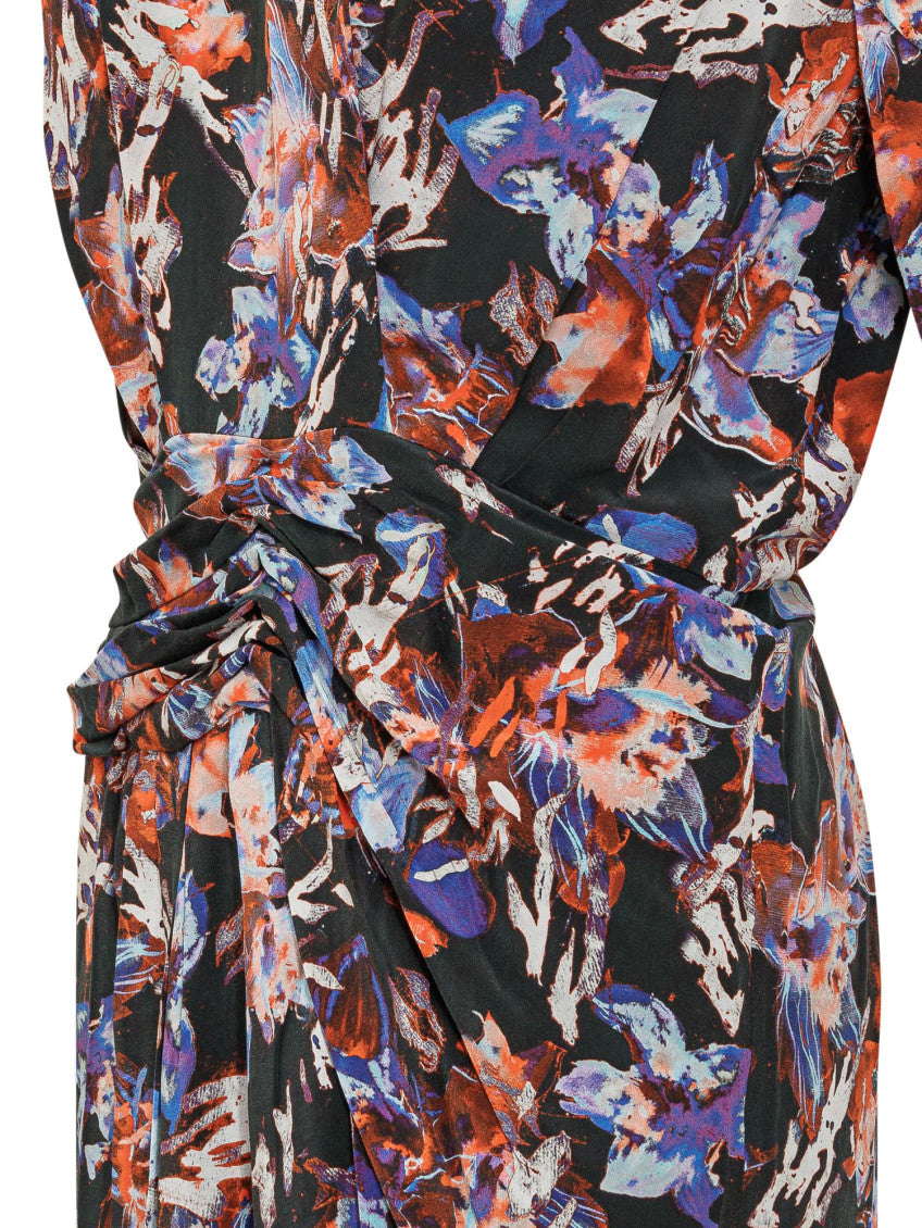 Multicolour Floral Mock Collar Midi Dress 4