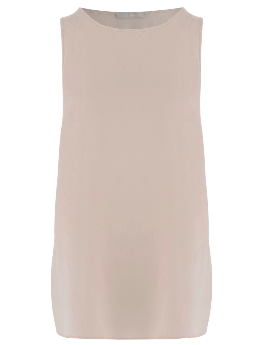 Beige Solid Round Neck Top 1