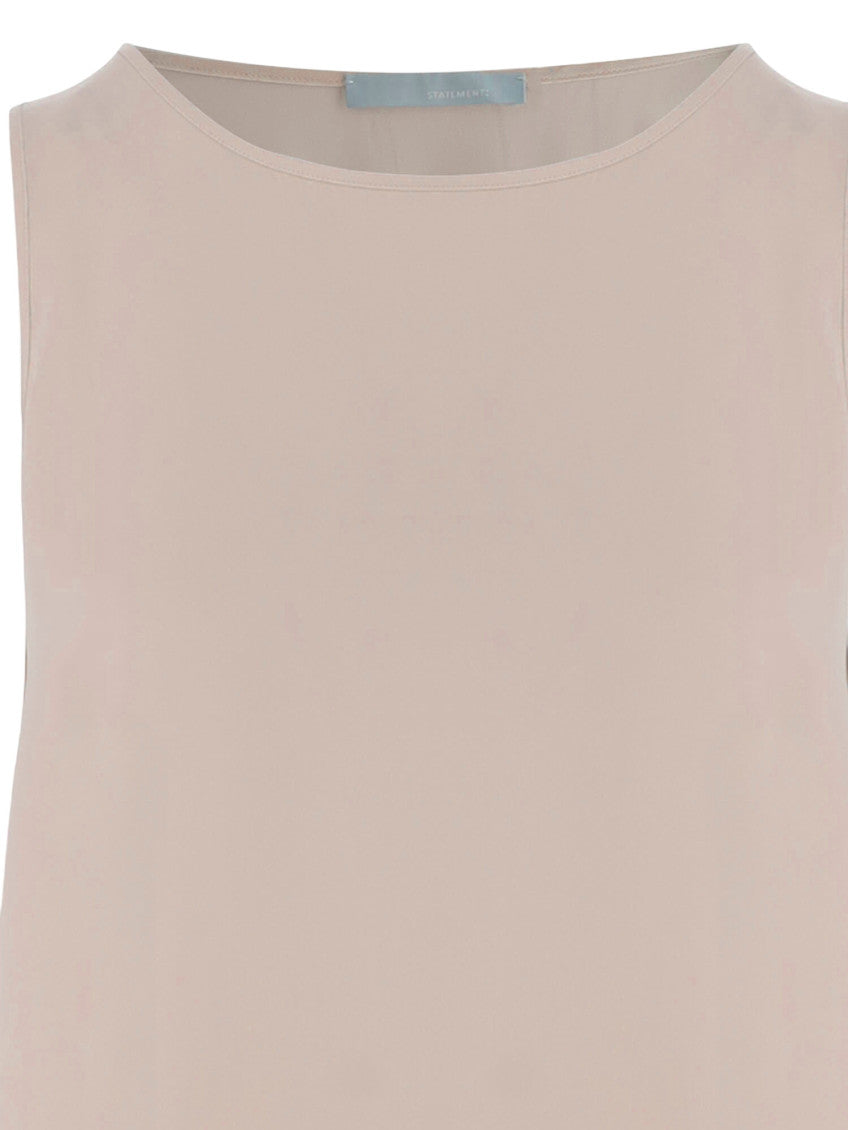 Beige Solid Round Neck Top 3
