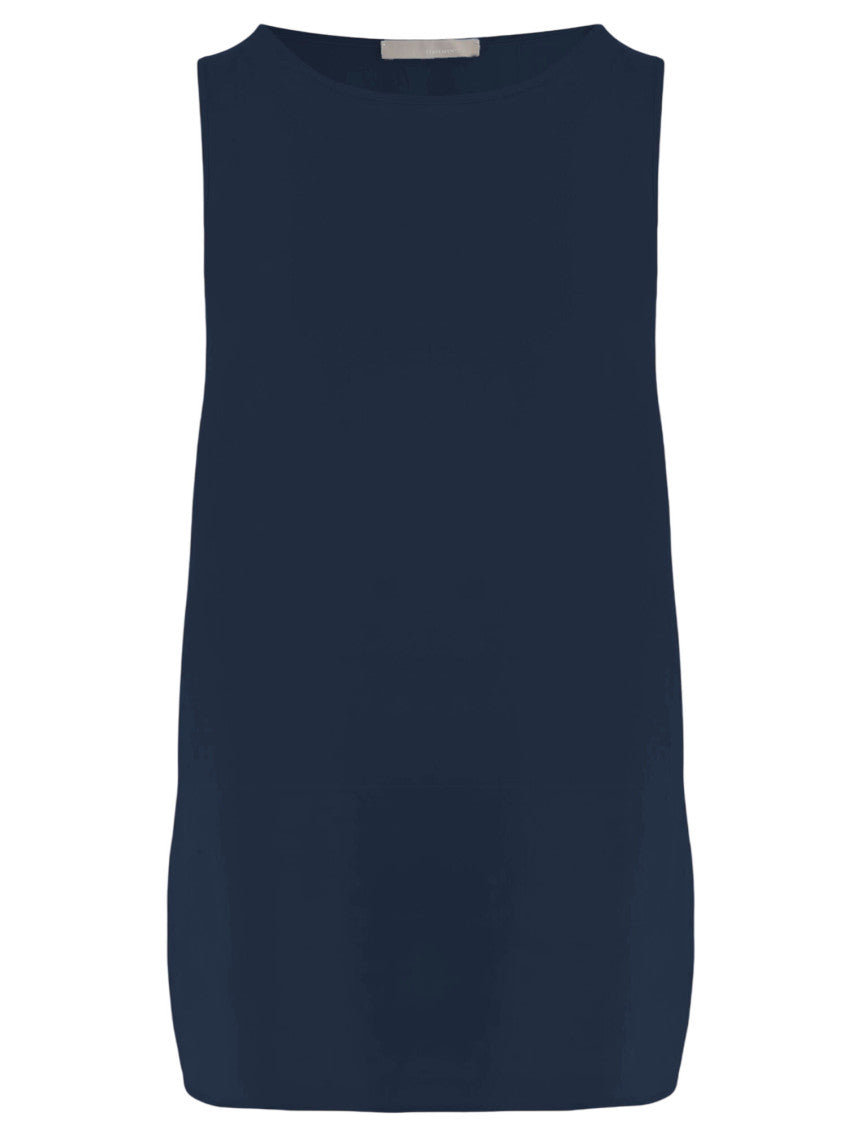 Navy Blue Solid Round Neck Top 1