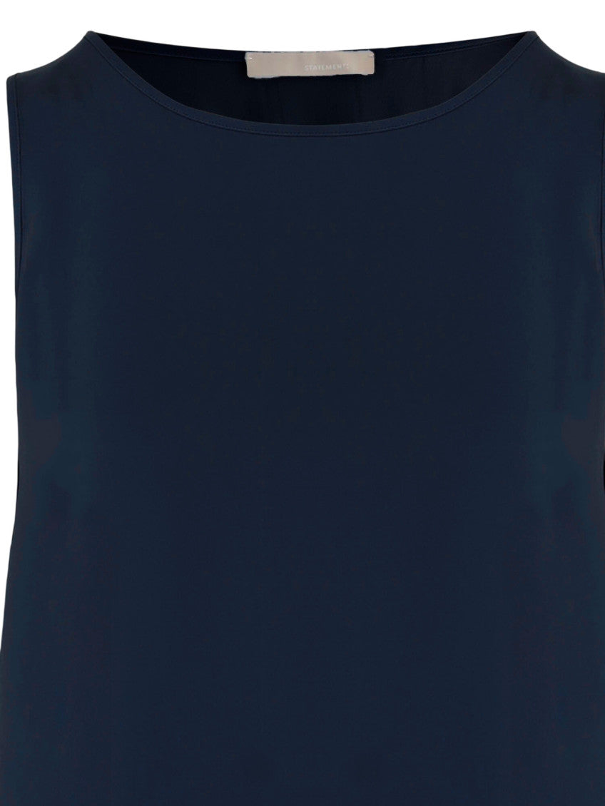 Navy Blue Solid Round Neck Top 3