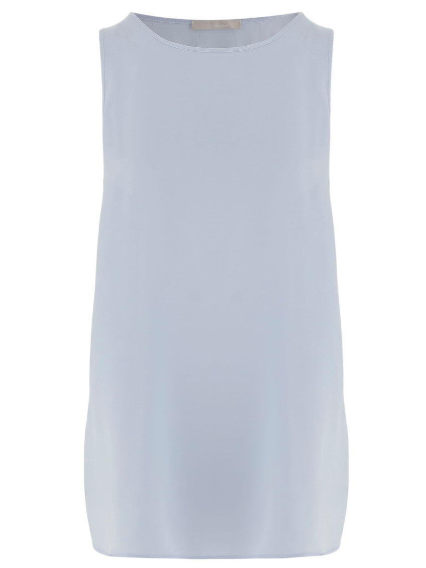Light Blue Solid Round Neck Top 1