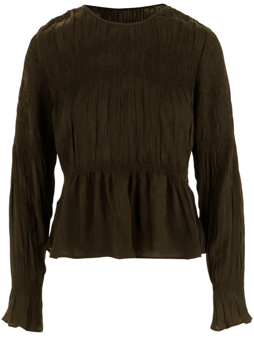 Brown Textured Round Neck Top 1