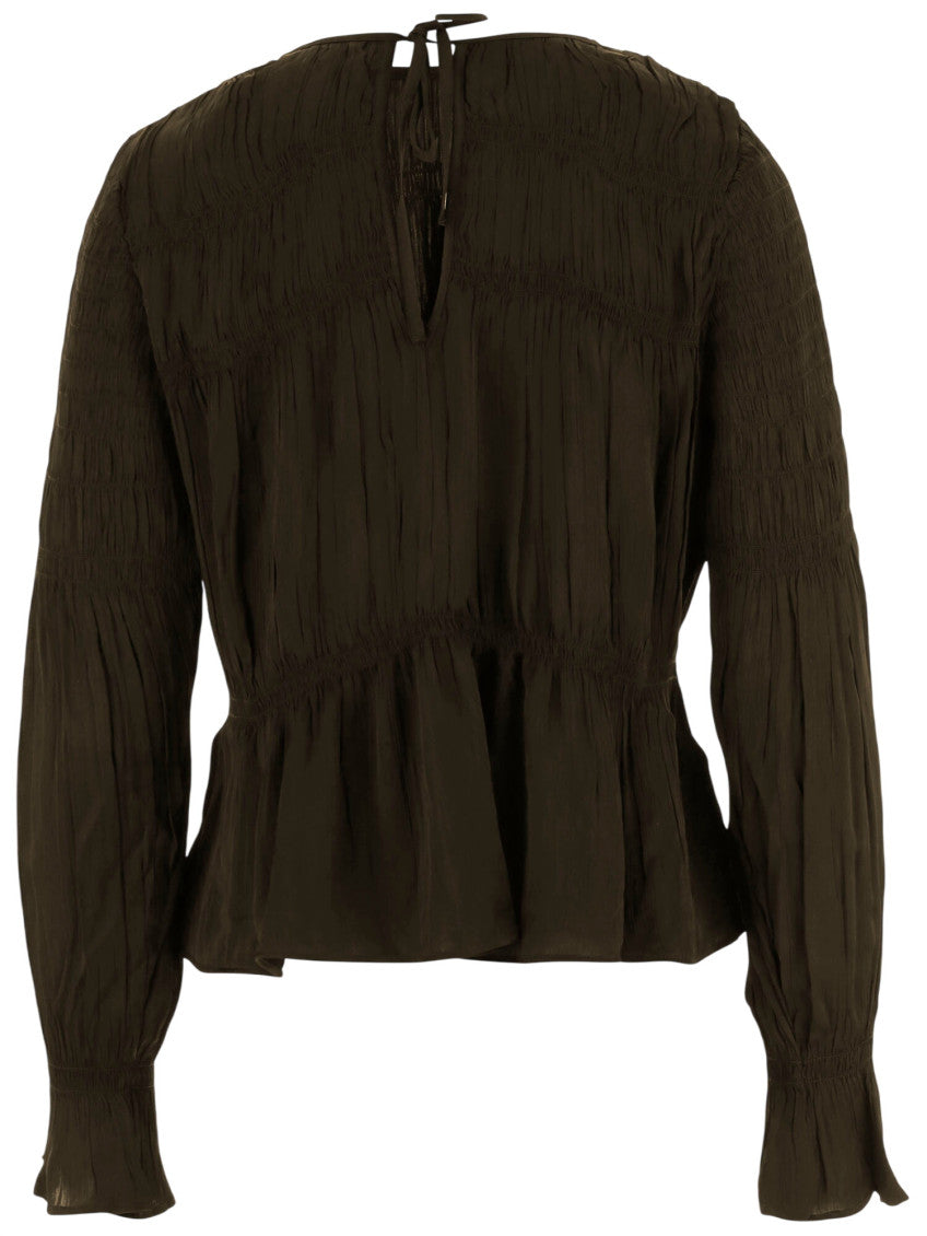 Brown Textured Round Neck Top 2