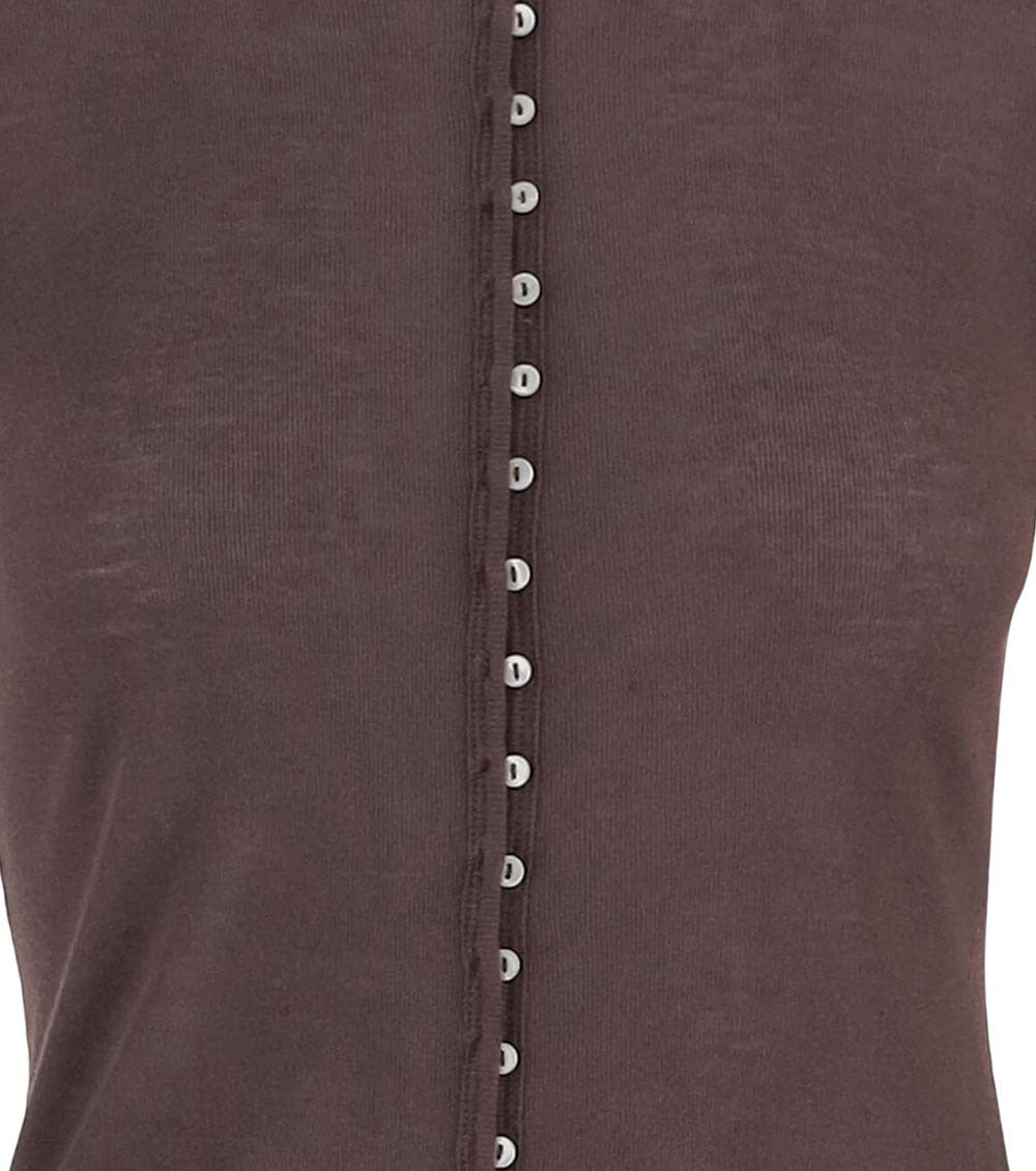 Brown Solid Round Neck Top 3