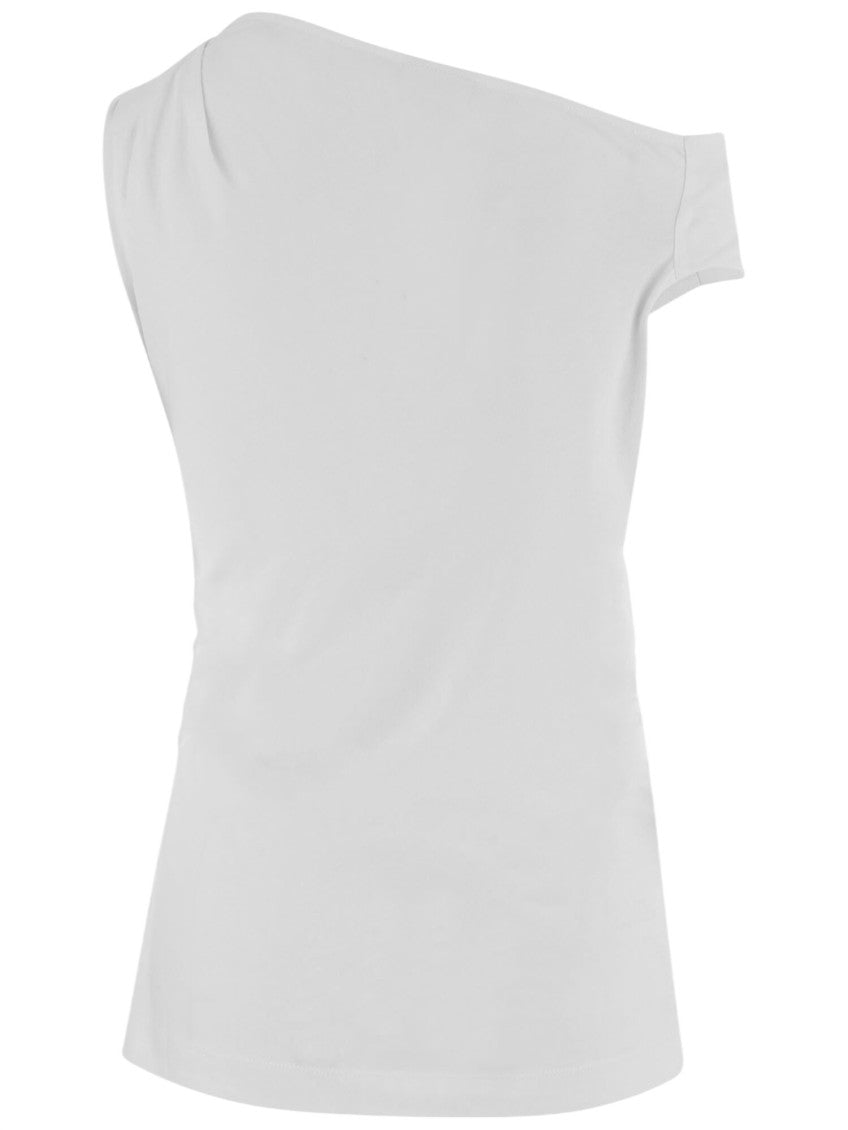 White Solid One Shoulder Top 2