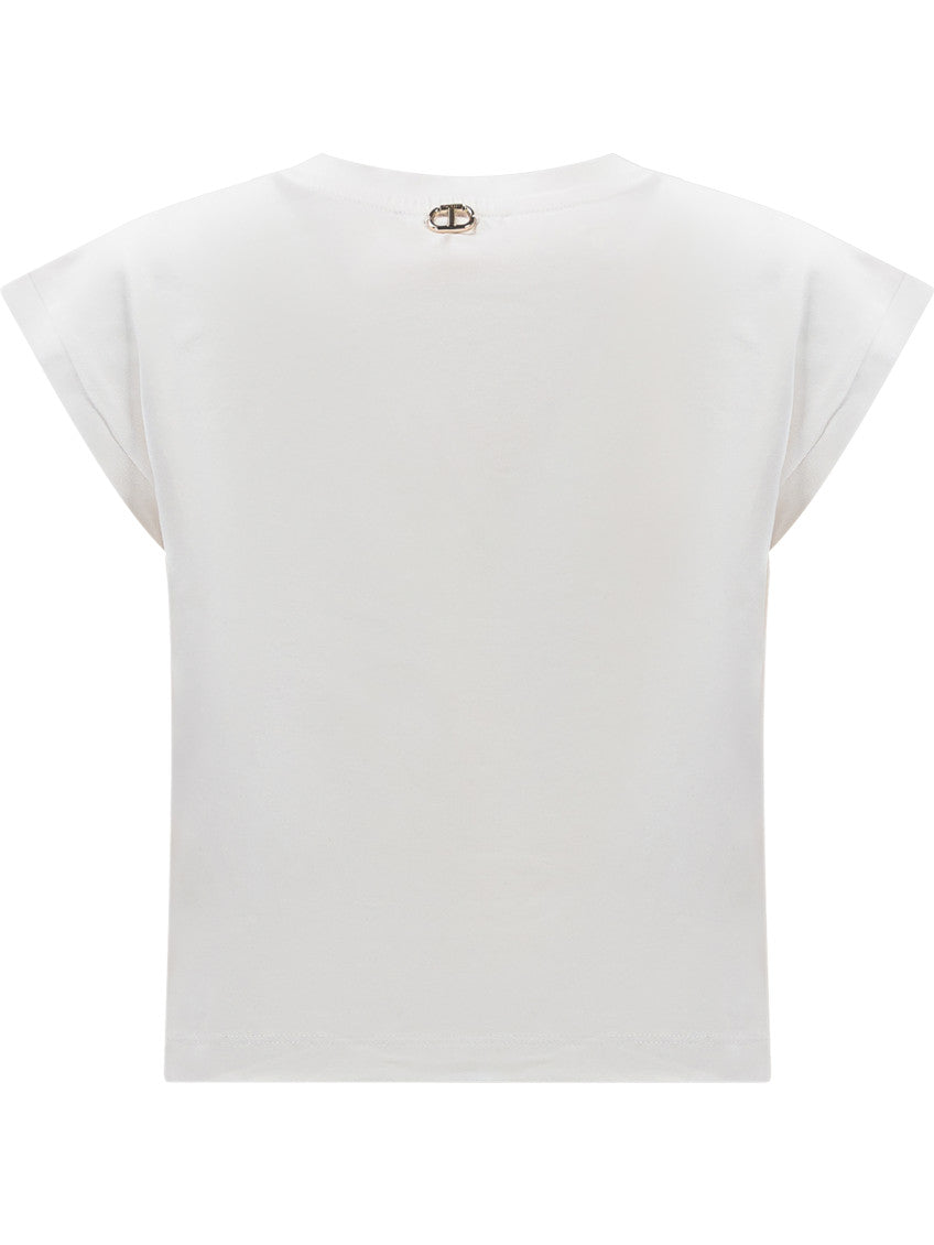 Kids White Printed T-Shirt 2
