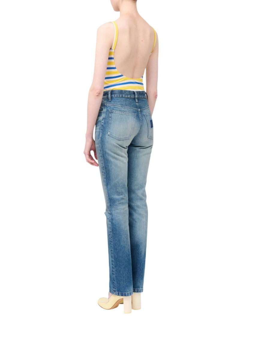 Blue Straight High Rise Jeans 4