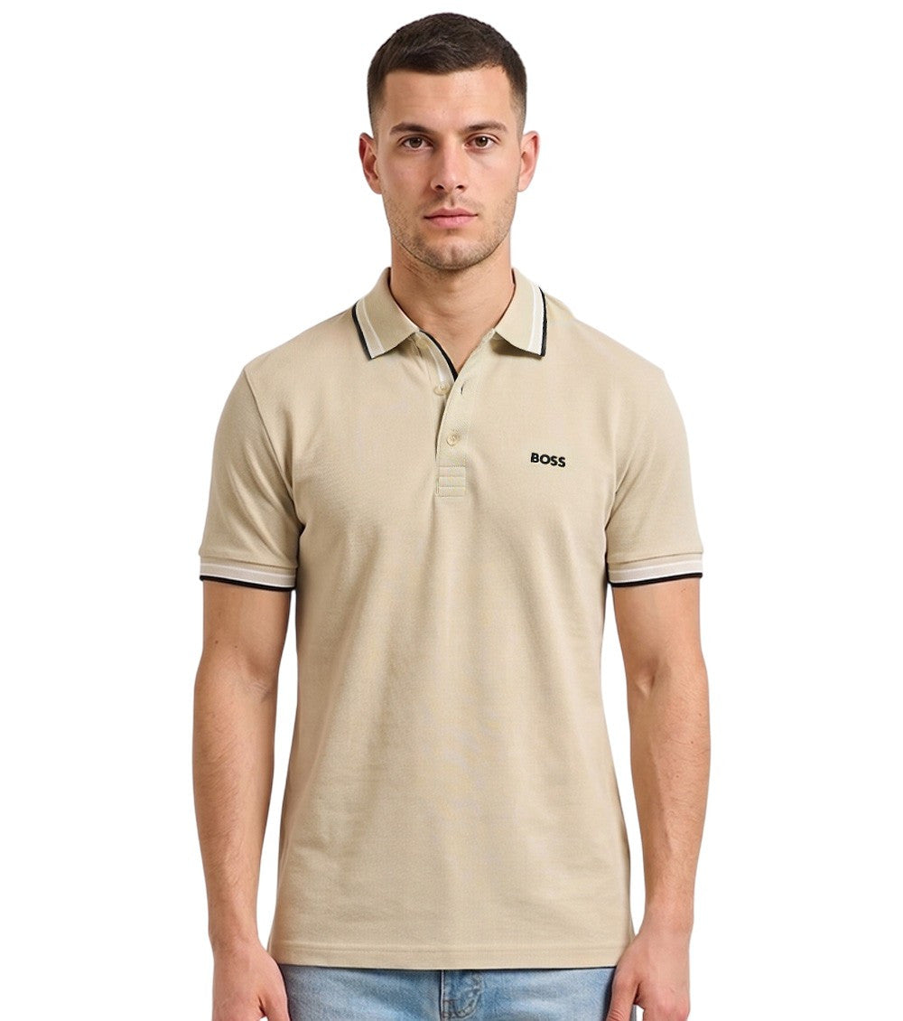 Beige Shirt Collar Polos 1