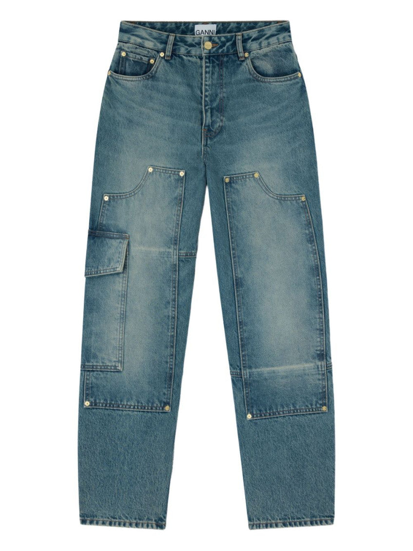 Blue Straight Mid Rise Jeans 1
