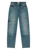 Blue Straight Mid Rise Jeans 1