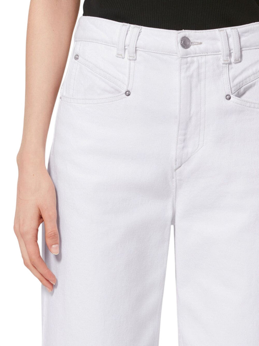 White Straight High Rise Jeans 5