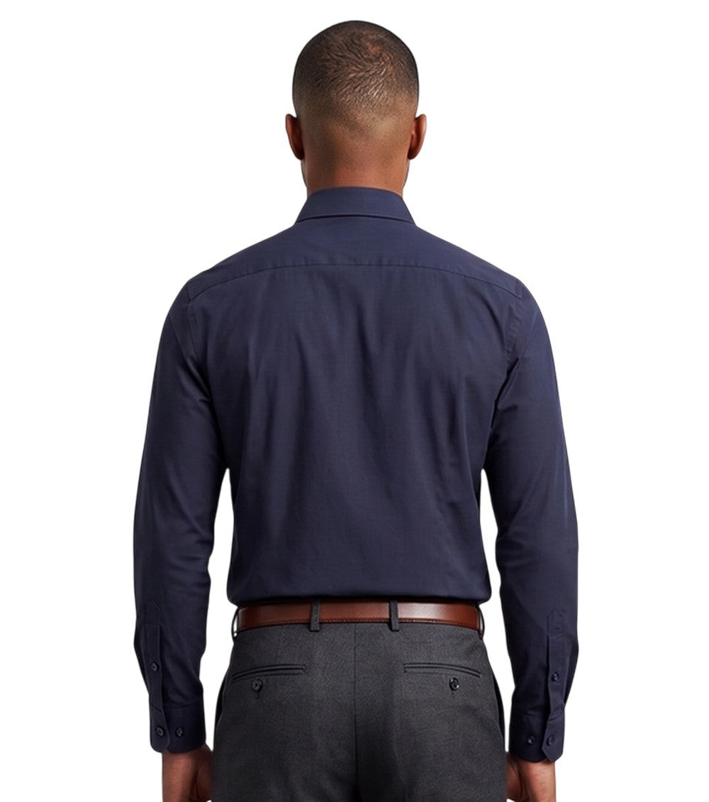 Navy Blue Solid Shirts 3