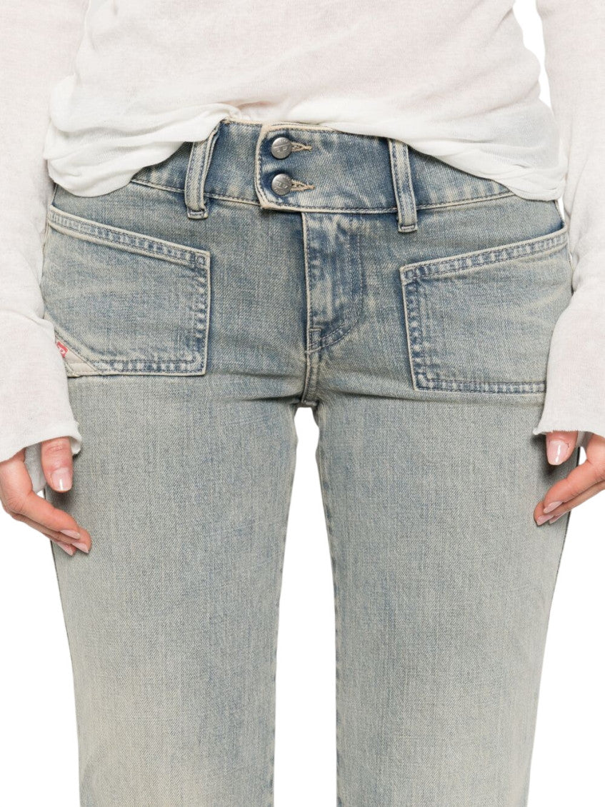 Blue Flared High Rise Jeans 3