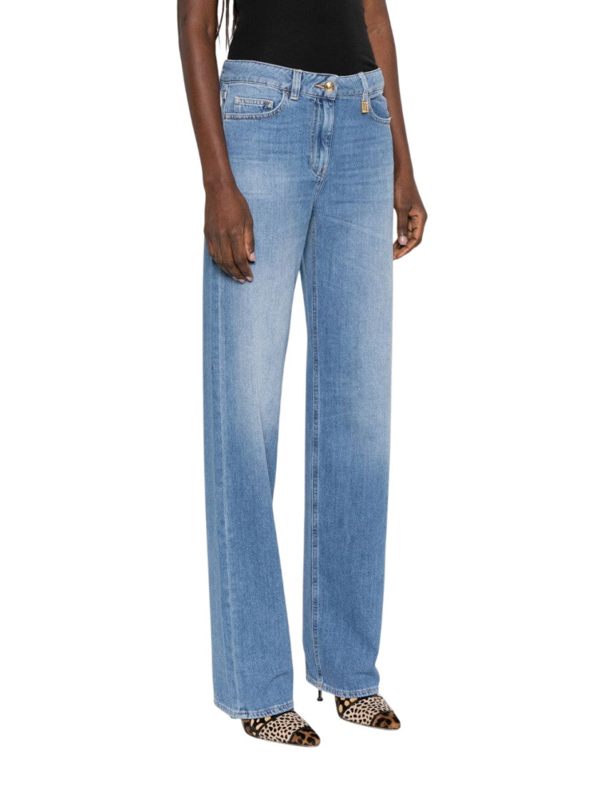 Sky Blue Straight Mid Rise Jeans 3