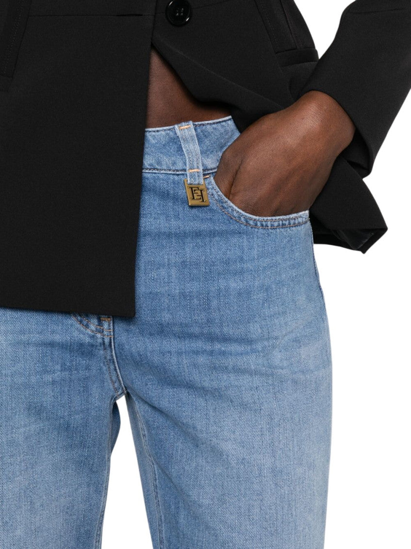 Sky Blue Straight Mid Rise Jeans 4