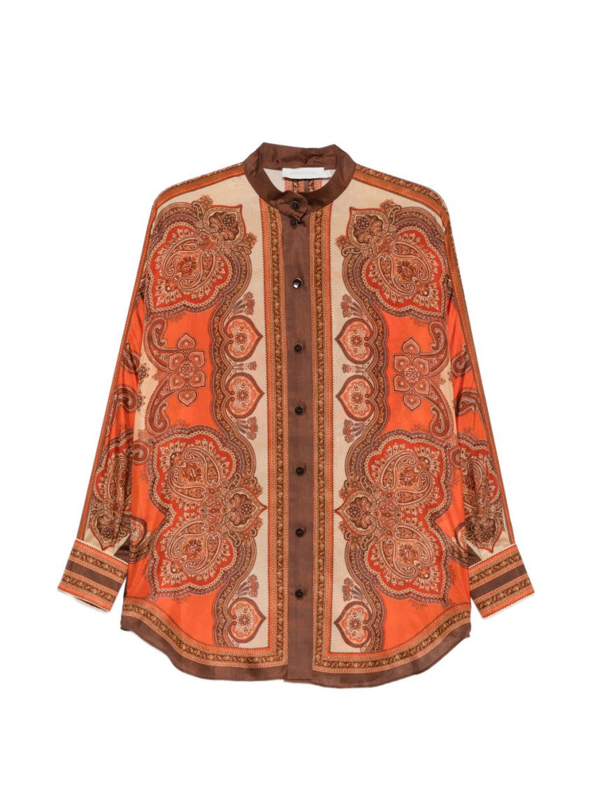Orange Relaxed Paisley Shirt 1