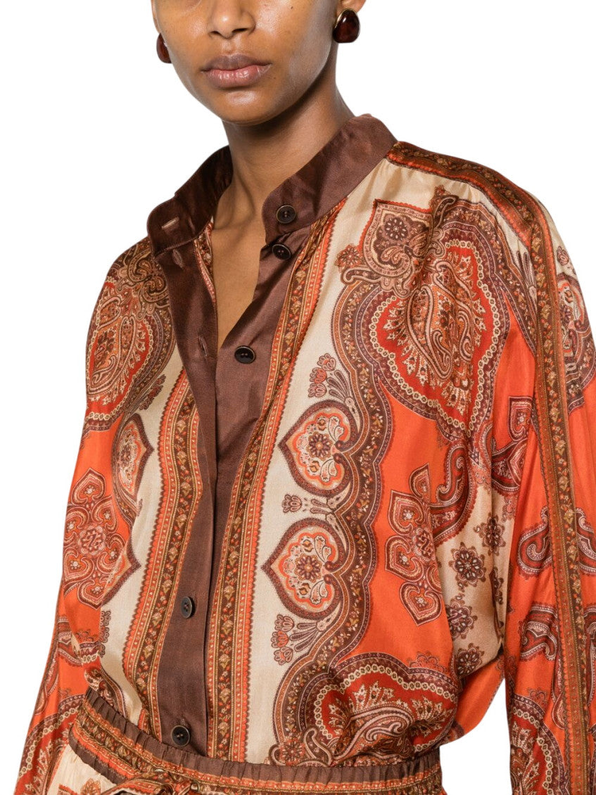 Orange Relaxed Paisley Shirt 4