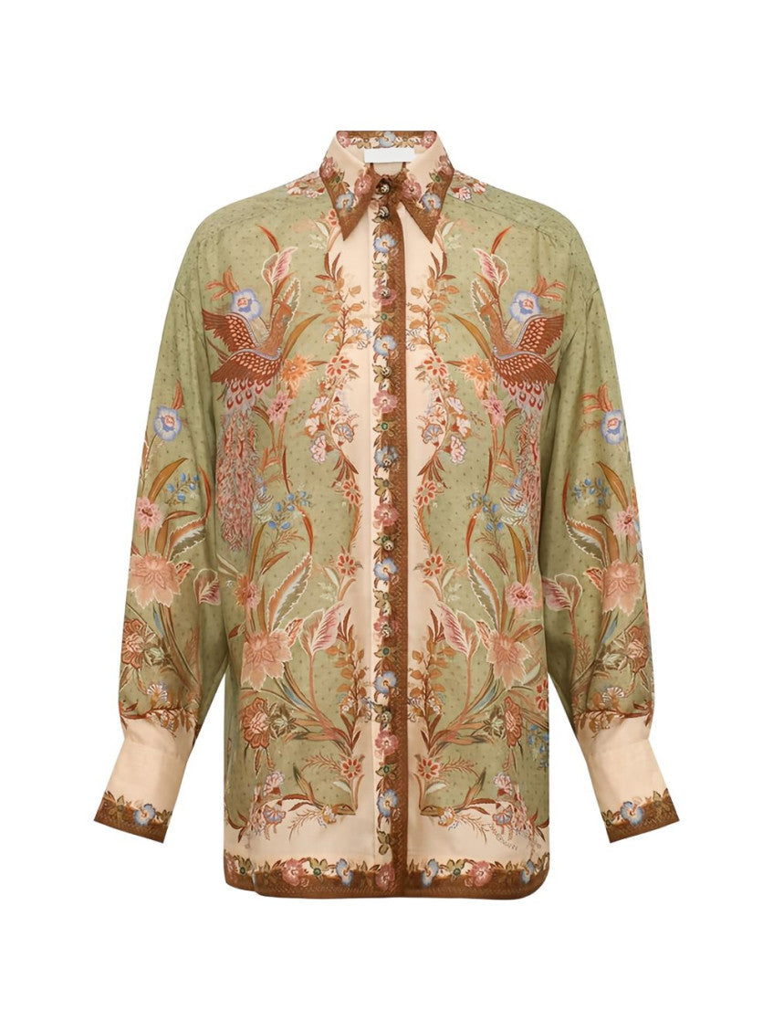 Green Loose Printed Shirt 1